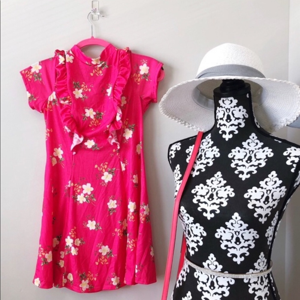 NWT ASOS Petite Mini Pink Floral Tea Dress